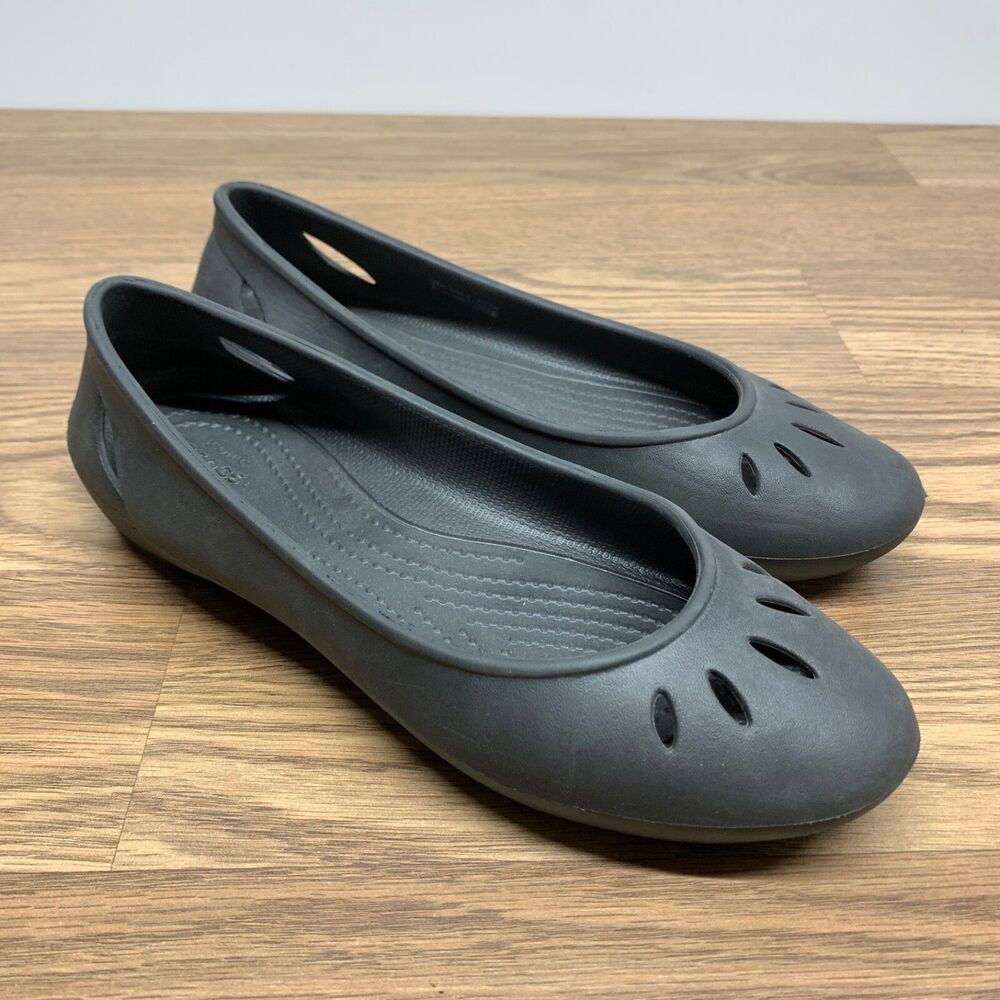 Crocs Kelli Flat Iconic Comfort Ballet Shoes Slip‎ On  Womens Size 7 Black